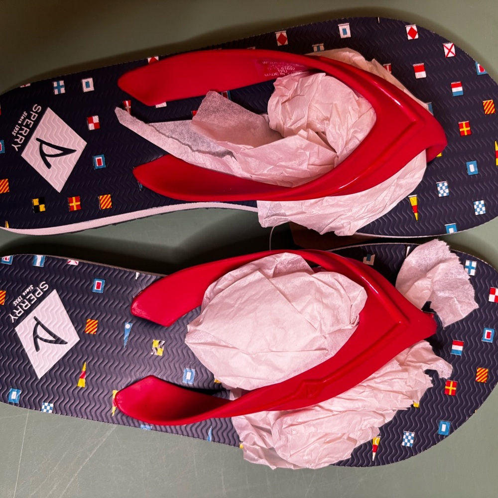 Sperry Red and Blue Nautical Flip Flops